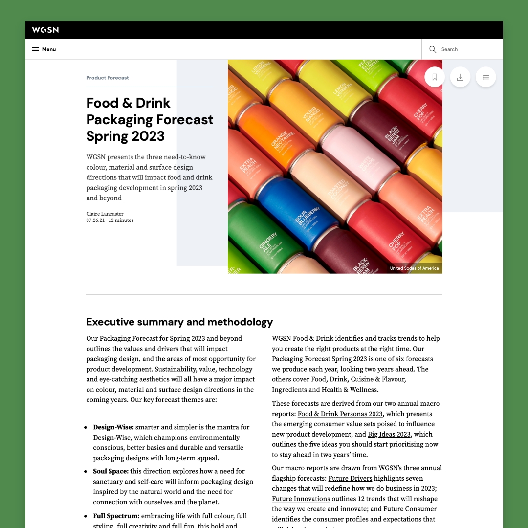 Food & Drink - Forecast & Reports