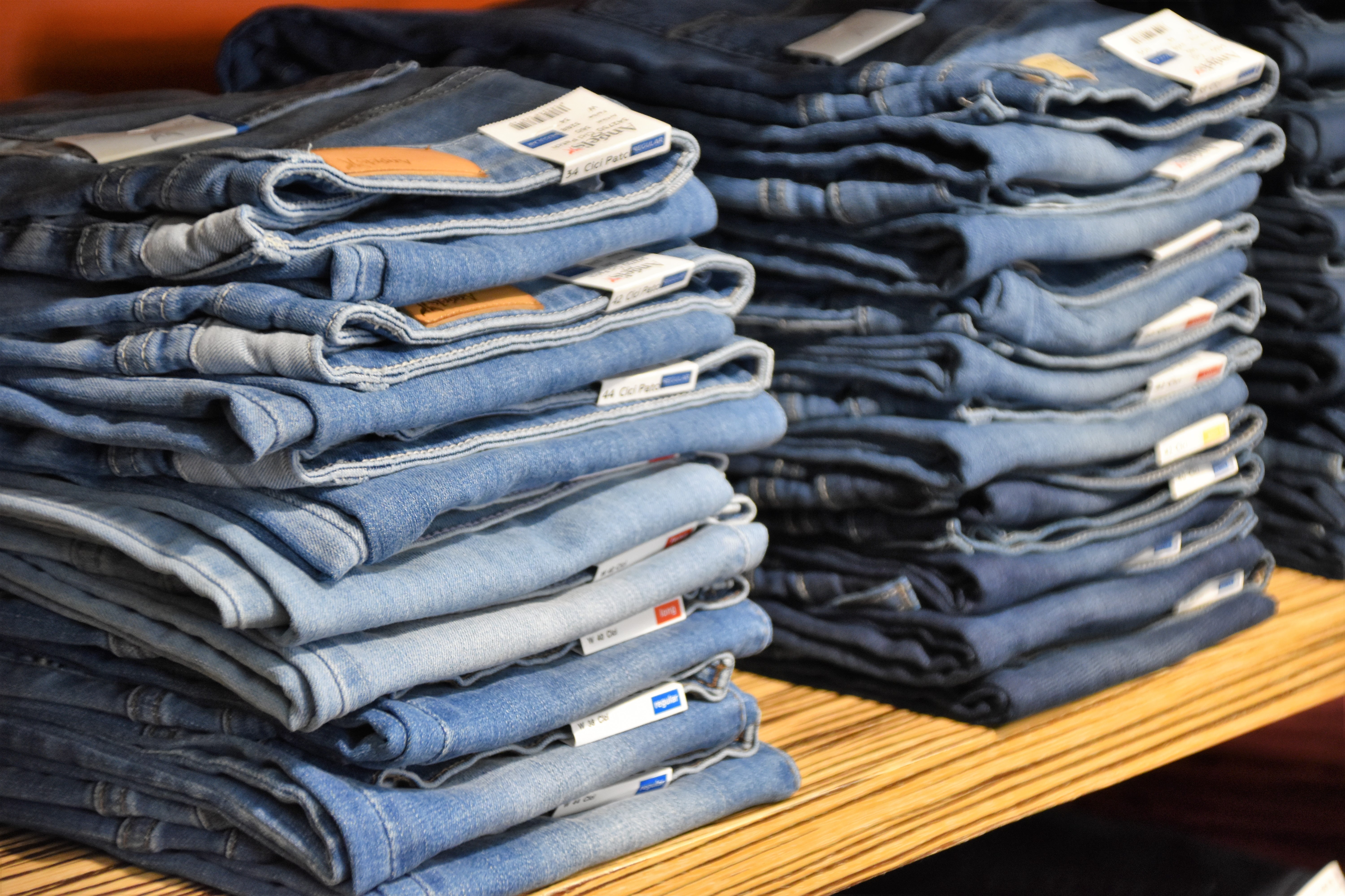 Shelf of jeans